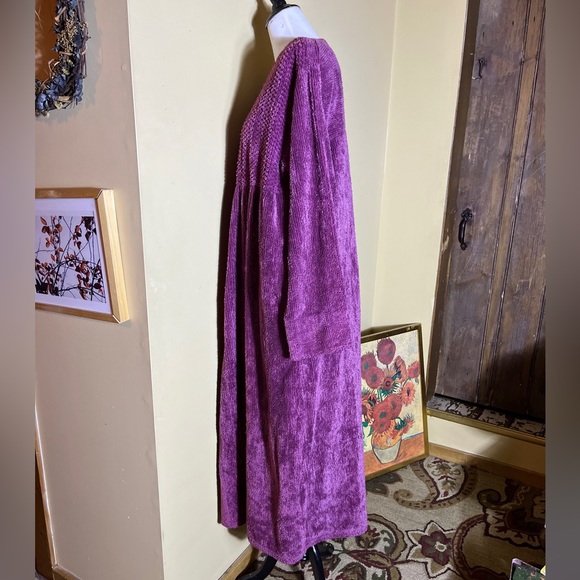 STAN HERMAN Chenille Robe Rose Pink Size XL Vintage Half-Zip Pockets Soft Cozy - Picture 8 of 14